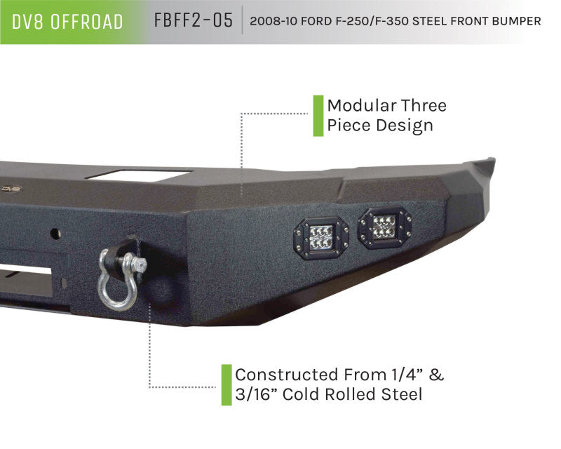 DV8 Offroad 08-10 Ford F-250/F-350 Front Bumper DV8 Offroad Bumpers - Steel  AXOPROS