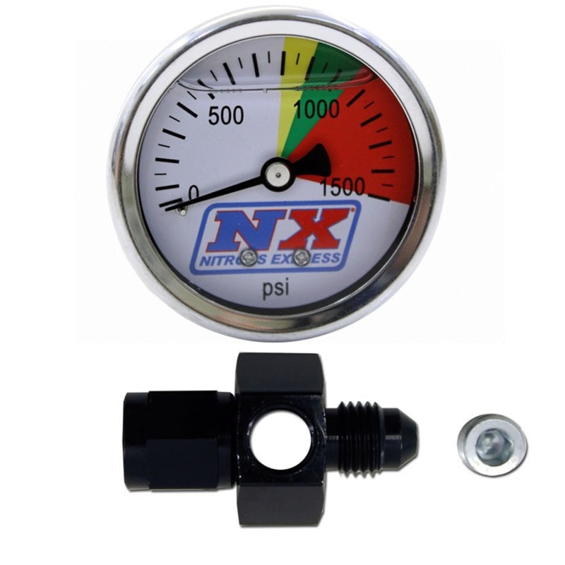 Nitrous Express N2O Flo-Thru Pressure Gauge (0-1500 PSI) 6AN Nitrous Express Gauges  AXOPROS