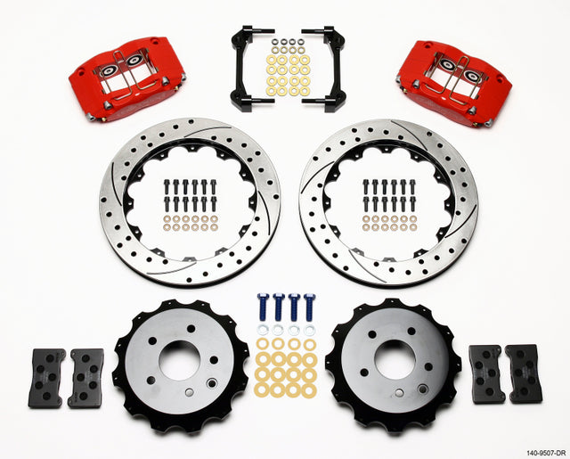 Wilwood Dynapro Radial Rear Kit 13.00in Drilled Red Nissan 350Z/Fiti G35 Wilwood Big Brake Kits  AXOPROS
