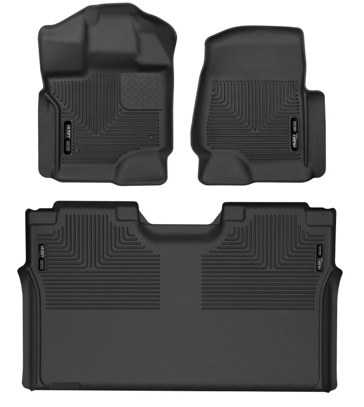Husky Liners 15-23 Ford F-150 SuperCrew Weatherbeater Black Front & 2nd Seat Floor Liners Husky Liners Floor Mats - Rubber  AXOPROS