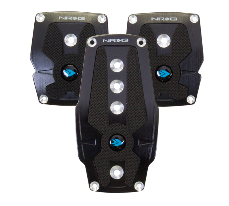 NRG Brushed Aluminum Sport Pedal M/T - Black w/Black Rubber Inserts NRG Pedal Covers  AXOPROS
