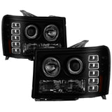 Spyder GMC Sierra 1500/2500 07-13 Projector Headlights LED Halo- LED Blk Smke PRO-YD-GS07-HL-BSM SPYDER Headlights  AXOPROS