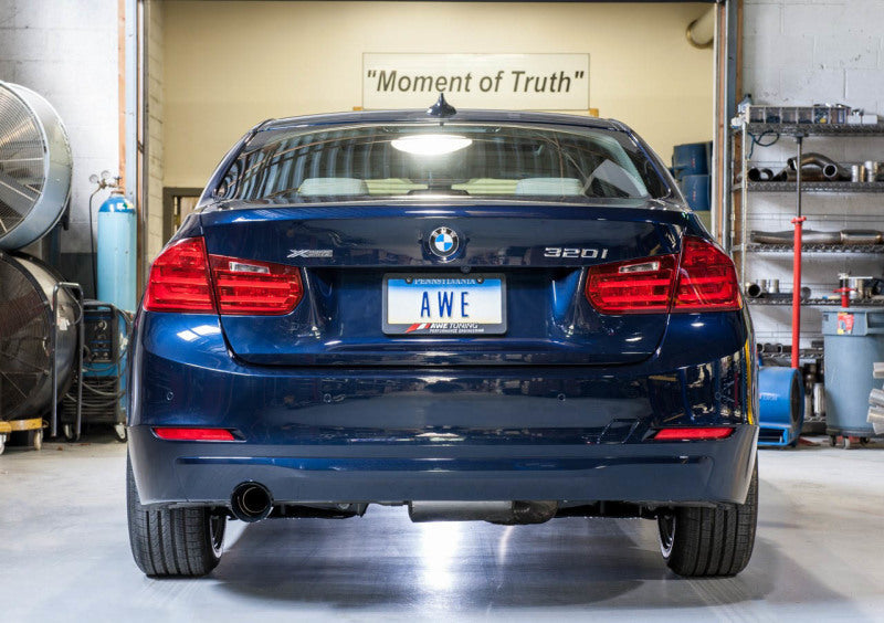 AWE Tuning 13-18 BMW 320i (F30) Touring Edition Exhaust w/ Performance Mid Pipe - Diamond Blk Tips AWE Tuning Catback  AXOPROS
