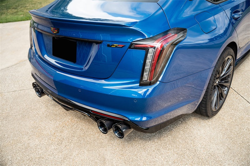 Corsa 2022-25 Caddy CT5 V Blackwing 3in. Cat-Back w/ Act. Exh. - Dbl X-Pipe - Twin 4.5in. BlkCF Tips CORSA Performance Catback  AXOPROS