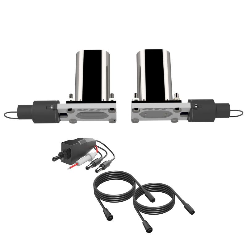 QTP Bolt-On QTEC Dual Low Profile Oval Electric Cutout Valves - Pair QTP Exhaust Cutouts  AXOPROS