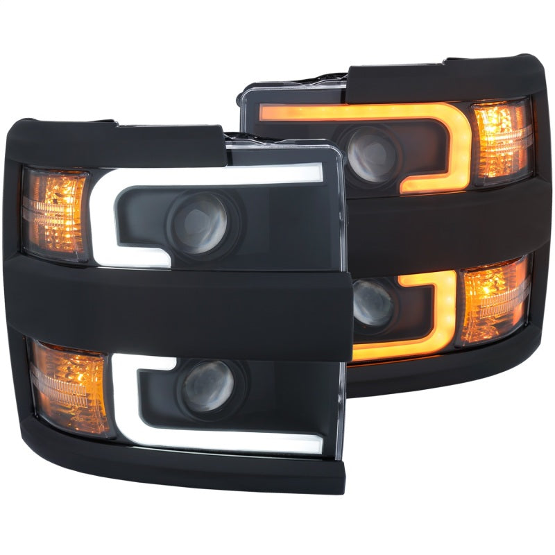 ANZO Projector Headlights 15-17 Chevrolet Silverado 2500HD / 3500HD Black w/ Black Rim ANZO Headlights  AXOPROS