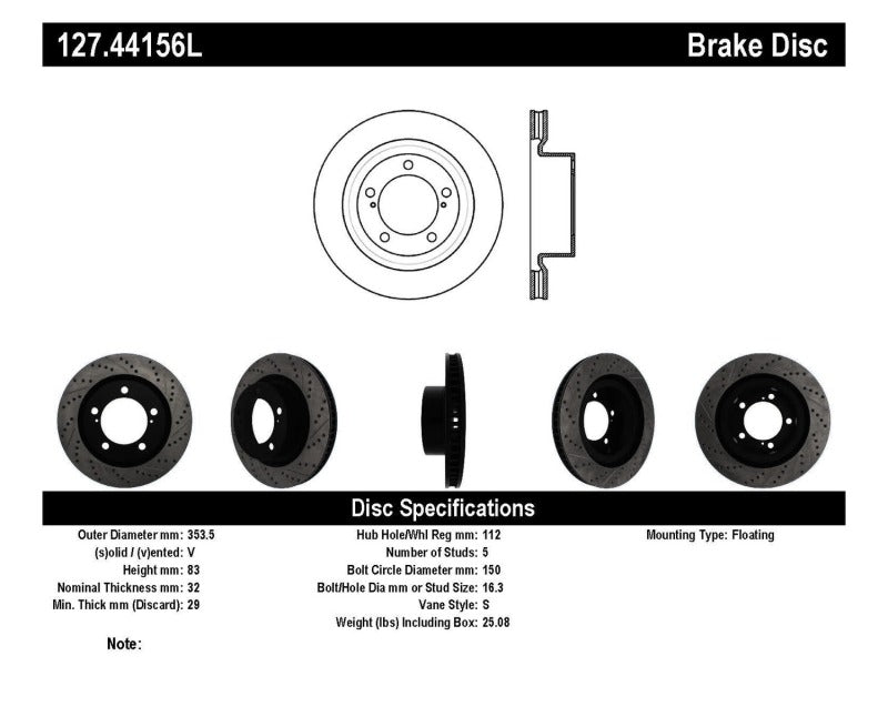 StopTech 07-09 Toyota Tundra / 08-09 Toyota Sequoia Front Left Slotted & Drilled Rotor Stoptech Brake Rotors - Slot & Drilled  AXOPROS