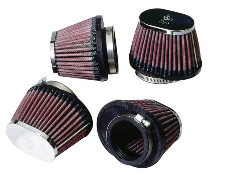 K&N Universal Chrome Oval Tapered Filter 2.125inFlgID x 4inBOL x 3inBOW x 3inTOL x 2inTOW x 2.75inH K&N Engineering Air Filters - Direct Fit  AXOPROS