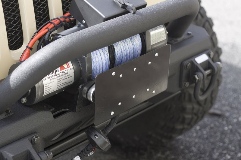 Rugged Ridge Front Hawse Fairlead License Plate Mounting Bracket Rugged Ridge Exterior Trim  AXOPROS