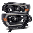 AlphaRex 12-15 Toyota Tacoma PRO-Series Projector Headlights Plank Style Black w/DRL AlphaRex Headlights  AXOPROS