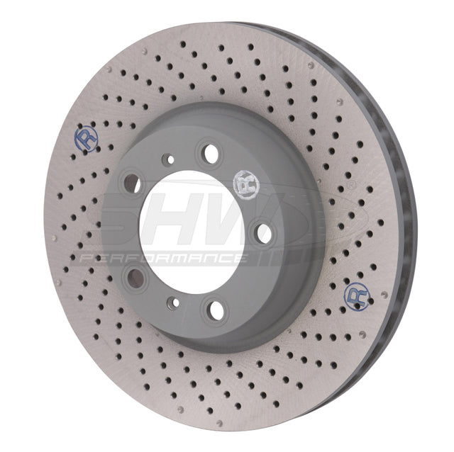 SHW 2012 Porsche 911 Carrera 4GTS 3.8L w/o Ceramics Right Frt Drill-Dimp MB Brake Rotor(99635141004) SHW Performance Brake Rotors - Drilled  AXOPROS