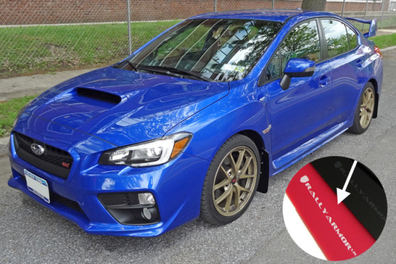 Rally Armor 15-21 Subaru WRX/STI Red UR Mud Flap w/White Logo Rally Armor Mud Flaps  AXOPROS