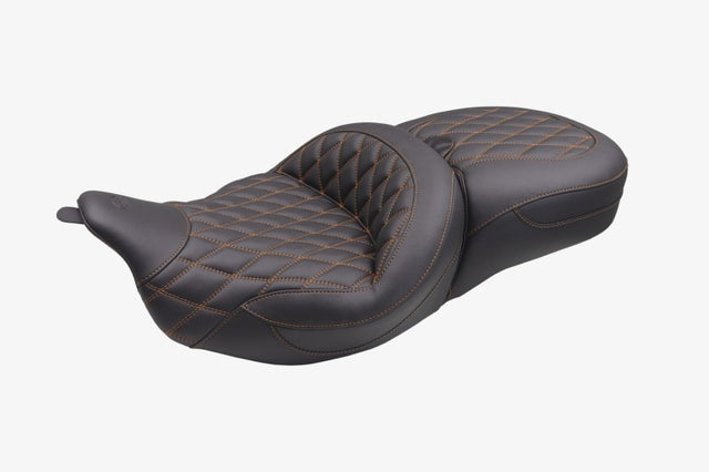 Mustang 08-25 Harley FL Touring Rd King Sp, Rd Glide Ltd, Dble Diamond Super Touring - Black/MO Mustang Motorcycle One-Piece Motorcycle Seats  AXOPROS