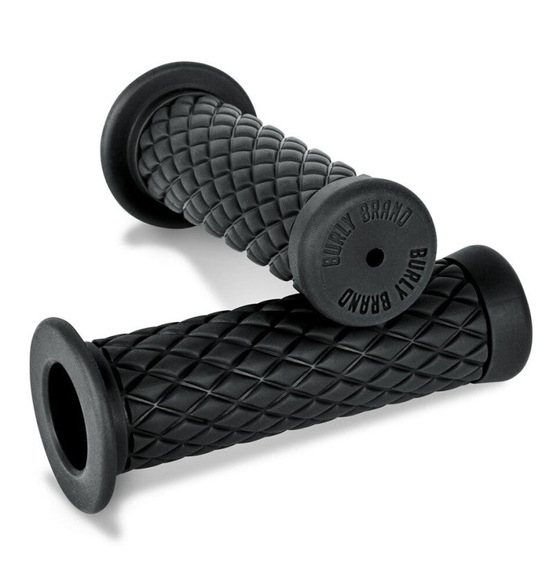 Burly Brand Rubber Diamondback Grips 1in - Black Burly Brand Grips  AXOPROS