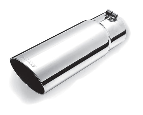 Gibson Round Single Wall Angle-Cut Tip - 3in OD/2.25in Inlet/8in Length - Stainless - AXOPROS