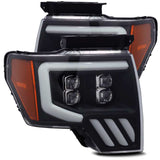 AlphaRex 09-14 Ford F-150 NOVA LED Proj Headlights Plank Style Matte Black w/Activ Light/Seq Signal AlphaRex Headlights  AXOPROS