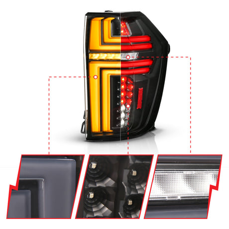 ANZO ANZO 21-24 Chevy Suburban/Tahoe Full LED Tail Lights SeqSig Black - Pair Tail Lights aftermarket performance part