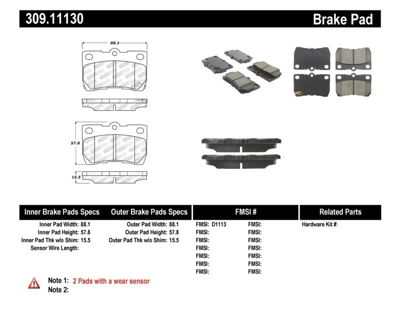 StopTech Performance 06 Lexus GS300/430 / 07-08 GS350 / 06-08 IS250/350 Rear Brake Pads Stoptech Brake Pads - Performance  AXOPROS