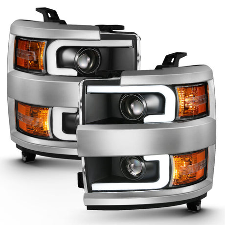 ANZO ANZO 2015-2016 Chevrolet Silverado Projector Headlights w/ Plank Style Design Black w/ Amber Headlights aftermarket performance part