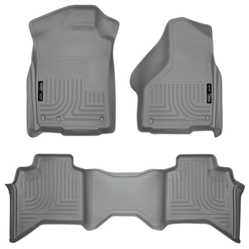Husky Liners 03-08 Dodge Ram 1500/2500/3500 Quad Cab WeatherBeater Combo Gray Floor Liners Husky Liners Floor Mats - Rubber  AXOPROS