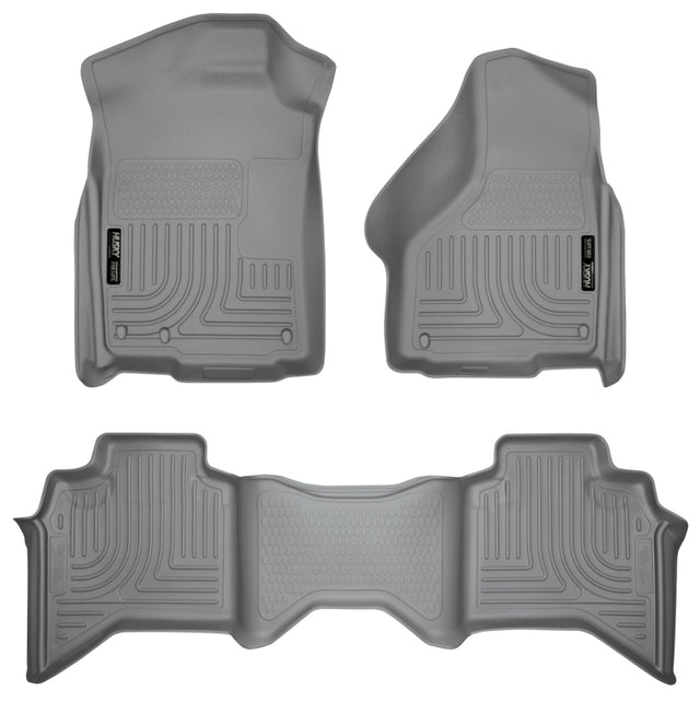 Husky Liners 03-08 Dodge Ram 1500/2500/3500 Quad Cab WeatherBeater Combo Gray Floor Liners Husky Liners Floor Mats - Rubber  AXOPROS