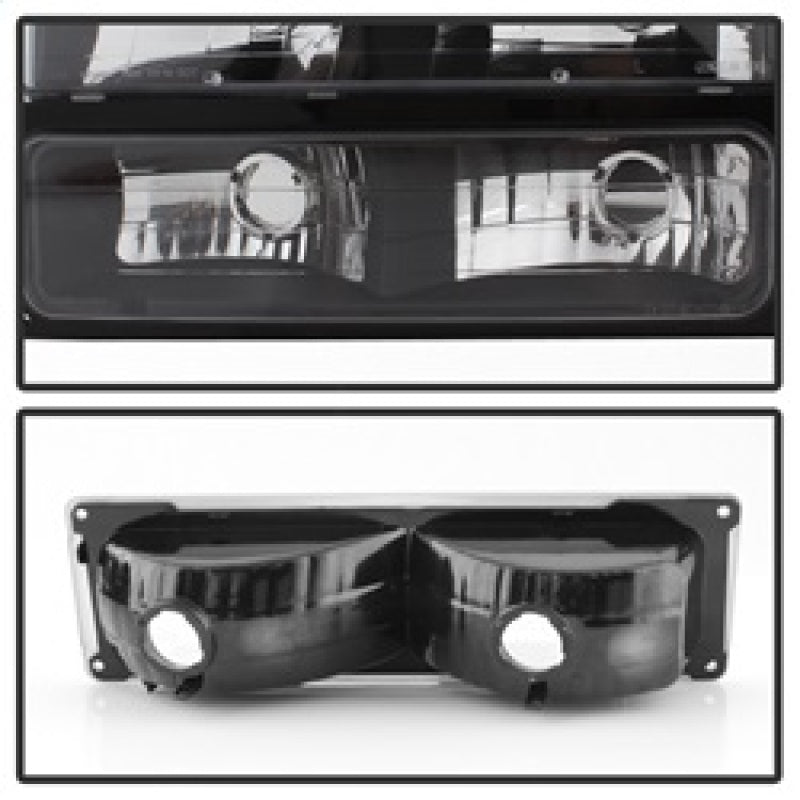 xTune Chevy Suburban 94-98 Headlights w/ Corner & Parking Lights 8pcs Black HD-JH-CCK88-AM-BK-SET SPYDER Headlights  AXOPROS