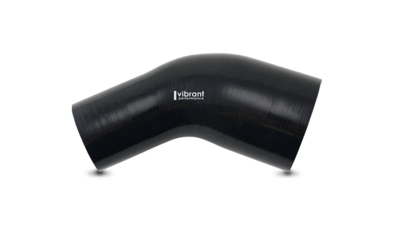 Vibrant 2.00in ID x 2.50in ID Gloss Black Silicone 45 Degree Transition Elbow Vibrant Silicone Couplers & Hoses  AXOPROS