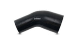 Vibrant 2.50in ID x 3in ID Gloss Black Silicone 45 Degree Transition Elbow Vibrant Silicone Couplers & Hoses  AXOPROS