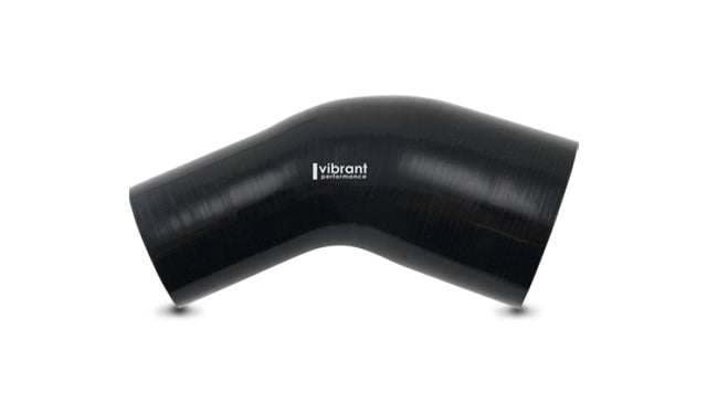 Vibrant 2.50in ID x 3in ID Gloss Black Silicone 45 Degree Transition Elbow Vibrant Silicone Couplers & Hoses  AXOPROS