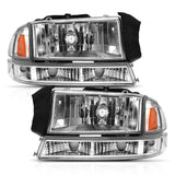 ANZO 1997-2004 Dodge Dakota Crystal Headlight Set Chrome Amber ANZO Headlights  AXOPROS