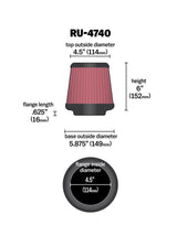 K&N Filter Universal Rubber Filter Round Tapered 4.5in  Flange 5.875in Base 4.5 inch Top 6in  Height K&N Engineering Air Filters - Universal Fit  AXOPROS