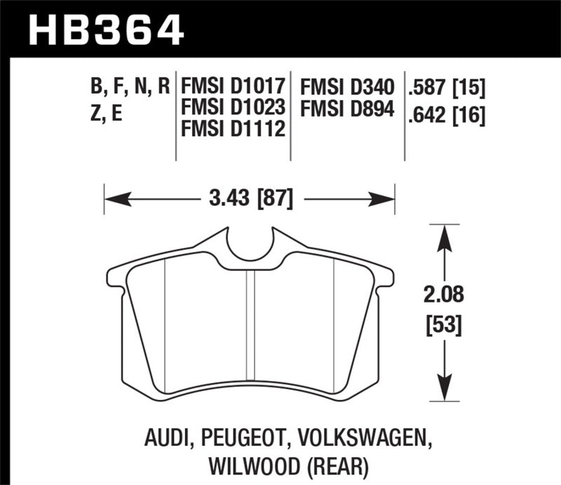 Hawk 89-92 VW Golf GTi / GLS Turbo/ GLX ( VR6) / 1.8 Turbo / VR6 / 00-06 Audi TT HPS Street Rear Bra Hawk Performance Brake Pads - Performance  AXOPROS