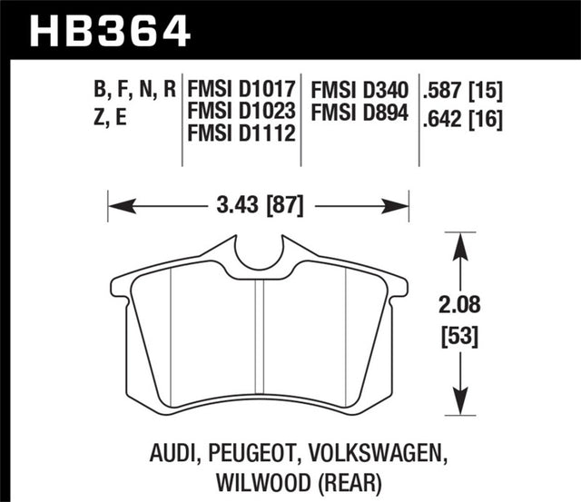 Hawk 89-92 VW Golf GTi / GLS Turbo/ GLX ( VR6) / 1.8 Turbo / VR6 / 00-06 Audi TT HPS Street Rear Bra Hawk Performance Brake Pads - Performance  AXOPROS