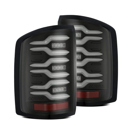 AlphaRex AlphaRex 14-18 GMC Sierra 1500/2500HD/3500HD LUXX-Series LED Tail Lights Blk w/Actv Light & Seq. Sig Tail Lights aftermarket performance part