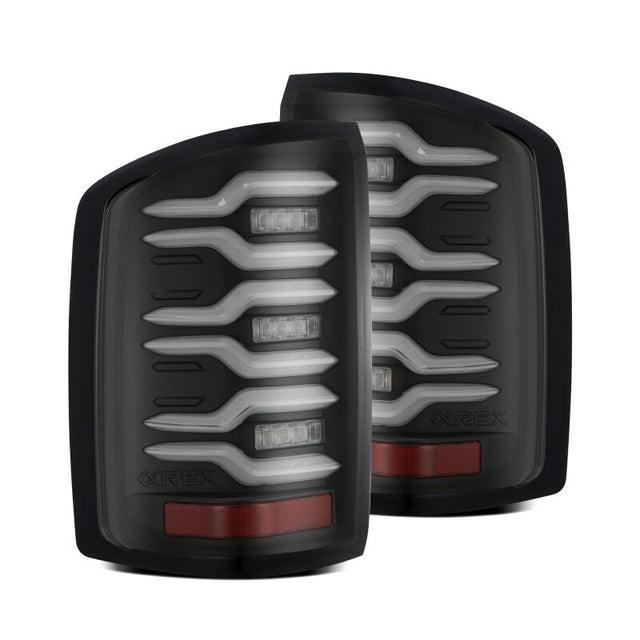 AlphaRex AlphaRex 14-18 GMC Sierra 1500/2500HD/3500HD LUXX-Series LED Tail Lights Blk w/Actv Light & Seq. Sig Tail Lights aftermarket performance part