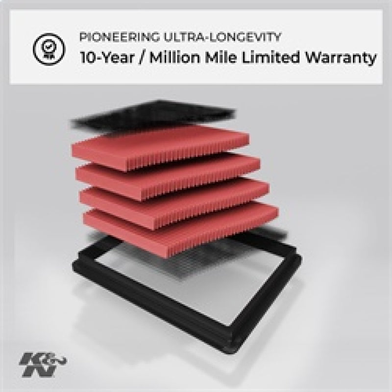 K&N Replacement Panel Air Filter 12-14 Nissan Versa 1.6L 1.031in H x 9.125in OS L x 4in OS W K&N Engineering Air Filters - Drop In  AXOPROS