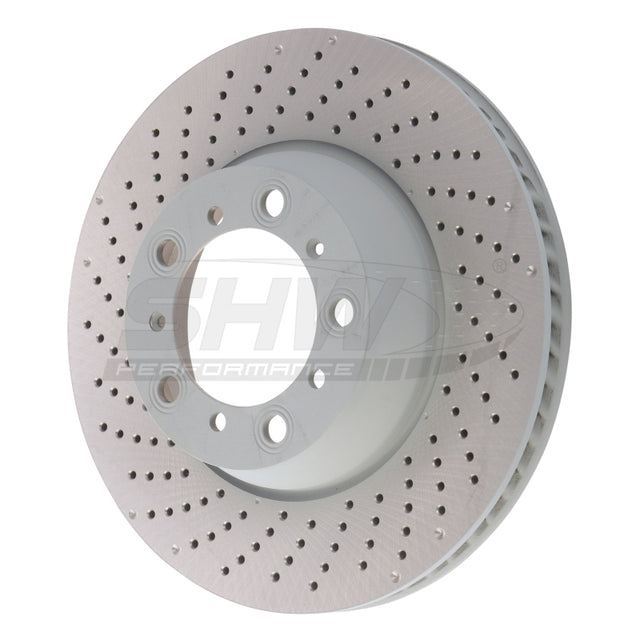 SHW 17-21 Porsche 911 Carrera 3.0L w/o Ceramic Brakes Left Rear Drilled MB Brake Rotor (9P1615601) SHW Performance Brake Rotors - Drilled  AXOPROS