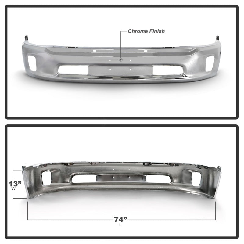 Spyder Dodge Ram 1500 13-18 Bottom w/o Sensor w/Fog Light Hole Front Bumper-Chrome (OEM 68160853AB) SPYDER Bumper Accessories  AXOPROS