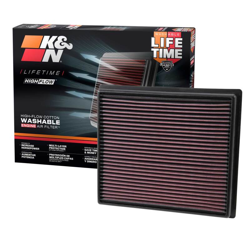 K&N Replacement Panel Air Filter for Toyota 2014 Tundra 4.6L/5.7L/ 2014 Sequoia 5.7L V8 K&N Engineering Air Filters - Drop In  AXOPROS
