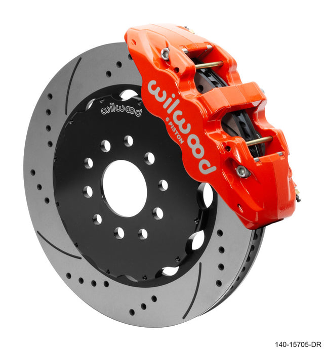 Wilwood AERO6 Front Big Brake Kit 14.00in Drilled Red Rotor - 97-13 Chevrolet Corvette C5/C6/Z06 Wilwood Big Brake Kits  AXOPROS