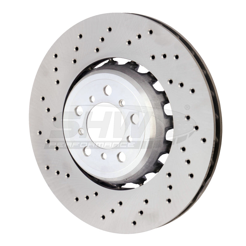 SHW 15-18 BMW M3 3.0L Left Front Cross-Drilled Lightweight Brake Rotor (34112284809) SHW Performance Brake Rotors - Drilled  AXOPROS
