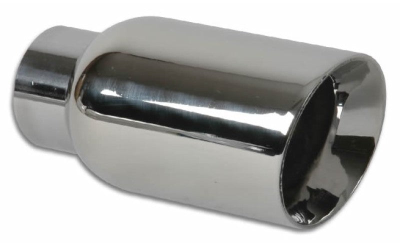 Vibrant 2.5in ID Single 4in OD Round SS Exhaust Tip (Double Wall Angle Cut) Vibrant Tips  AXOPROS
