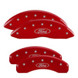 MGP 4 Caliper Covers Engraved Front & Rear Ford Oval Logo Red Finish Silver Char 2021 Ford F-150 MGP Caliper Covers  AXOPROS