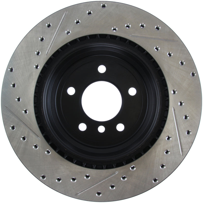 StopTech 06 BMW 330 / 07-09 BMW 335 Slotted & Drilled Left Rear Rotor Stoptech Brake Rotors - Slot & Drilled  AXOPROS