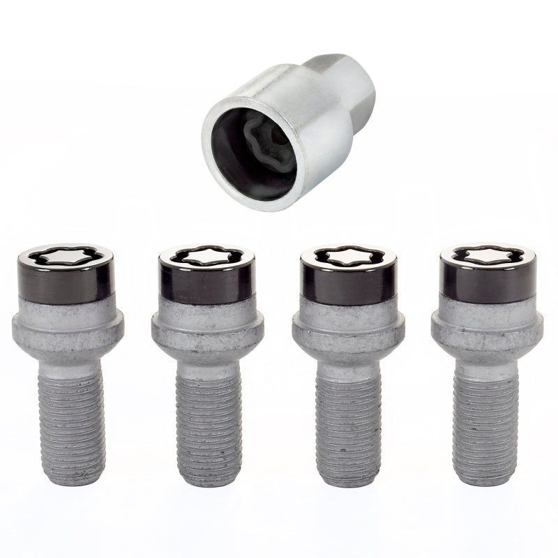 McGard Wheel Lock Bolt Set - 4pk. (Radius Seat) M14X1.5 / 17mm Hex / 26.7mm Shank Length - Black McGard Wheel Bolts  AXOPROS