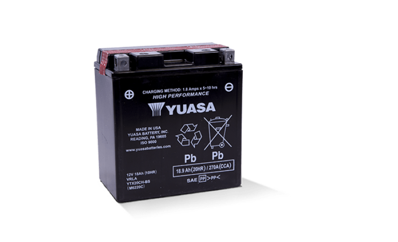 Yuasa YTX20CH-BS High Performance AGM Battery w/Bottle Yuasa Battery Batteries  AXOPROS
