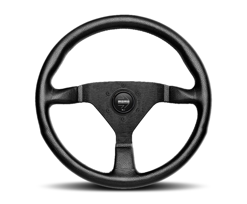 Momo Montecarlo Steering Wheel 350 mm - Black Leather/Black Stitch/Black Spokes MOMO Steering Wheels  AXOPROS