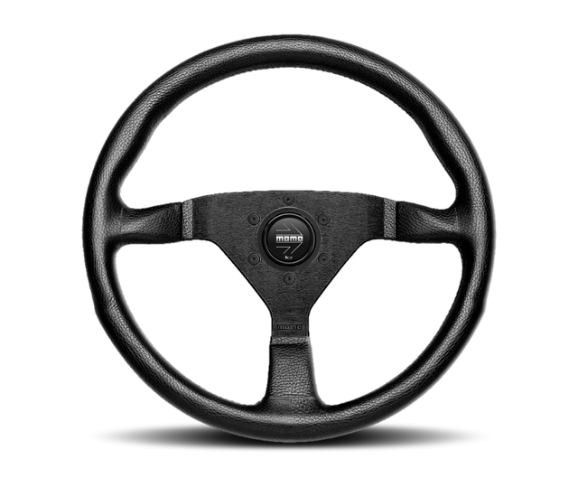 Momo Montecarlo Steering Wheel 350 mm - Black Leather/Black Stitch/Black Spokes MOMO Steering Wheels  AXOPROS
