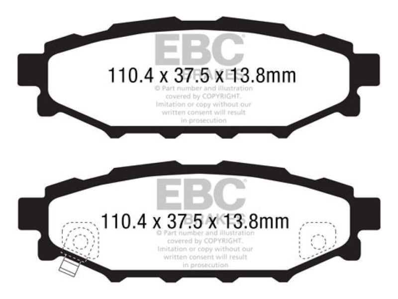 EBC 12+ Subaru BRZ 2.0 (solid rear rotors) Ultimax2 Rear Brake Pads EBC Brake Pads - OE  AXOPROS