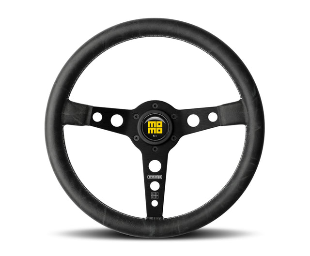 Momo Prototip Heritage Steering Wheel 350 mm - Black Leather/White Stitch/Black Spokes MOMO Steering Wheels  AXOPROS
